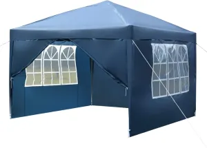 10'x10' Pop-up Canopy Tent, Instant Canopies Portable Gazebo & Wheeled Bag, UV Resistant Waterproof, Enclosed Canopy Tent for Outdoor Events, Patio, Backyard, Party, Camping (Blue)