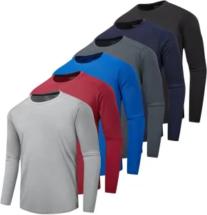1/3 /6 Pack Men’s Long Sleeve T Shirts,Running Sun Protection UPF 50  Shirts Quick-Dry Lightweight Workout T-Shirts