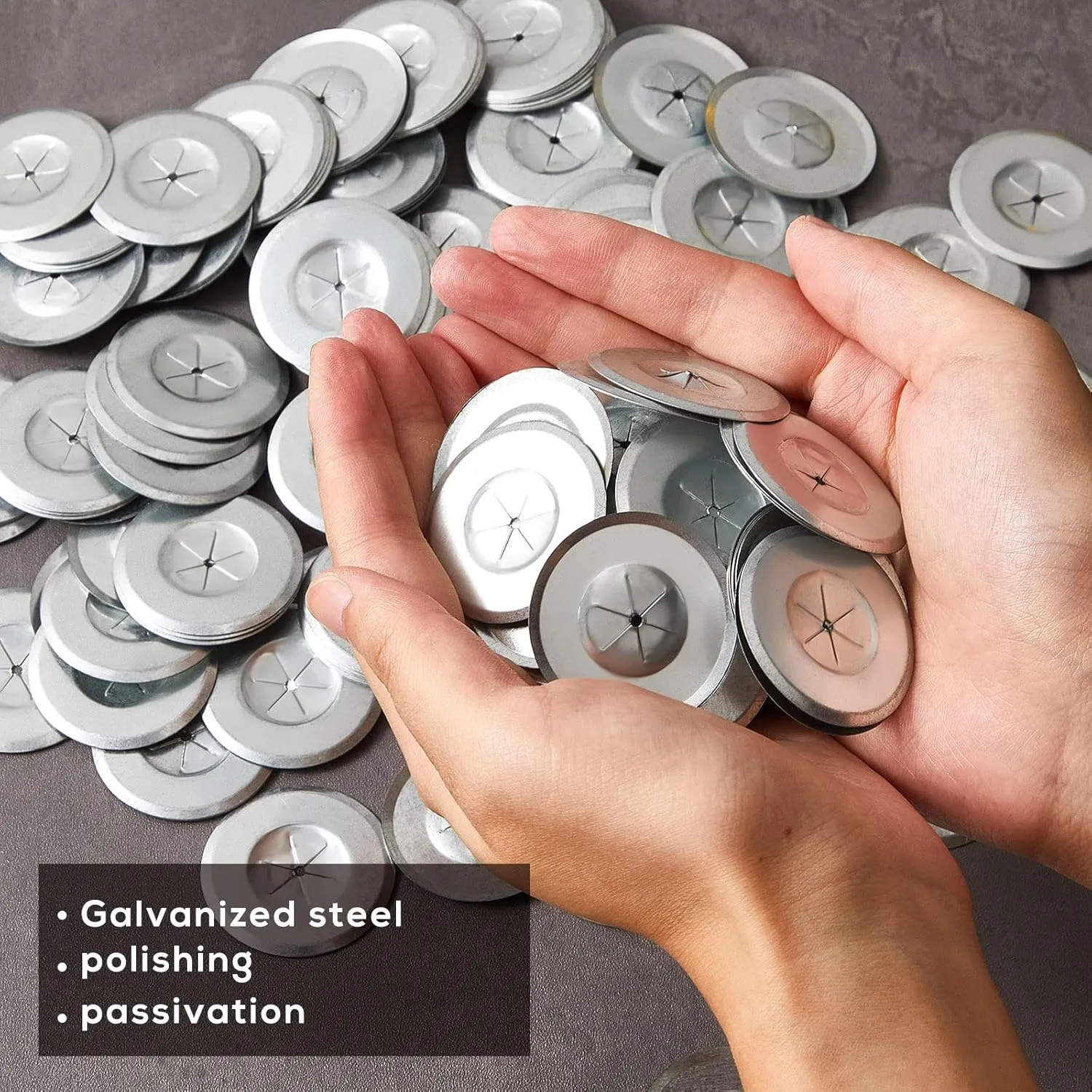 1.5 Inch Perforated Insulation Pins Self Locking Washers Flat Washer Round Galvanized Steel Plaster Washers for Wall and Ceiling (1000 Pieces)