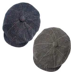2 Pack Newsboy Cap for Men, Irish Newsies Hat Classic 8 Panel Wool Blend for Old Man Cabbie Driving