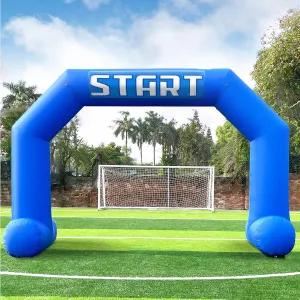 20ft Start Finish Line Inflatable Arch Blue with Powerful Blower, Hexagon Inflatable Archway for Race Outdoor Advertising Commerce
