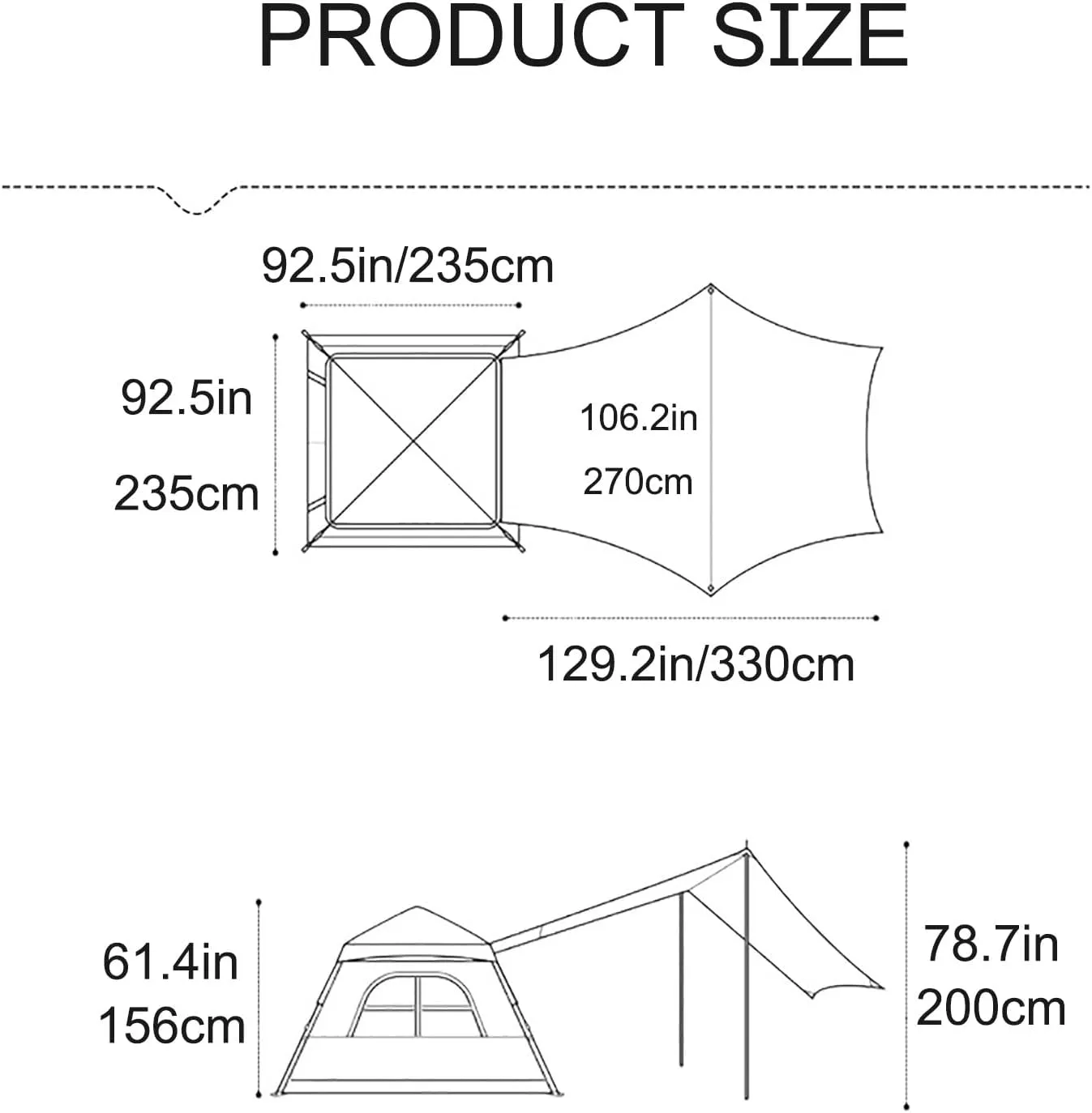 3-5 Person Camping Tent with Foyer, Pop Up Tent Grea, Waterproof Windproof, Play Tent for Outdoor Picnic Hiking Glamping