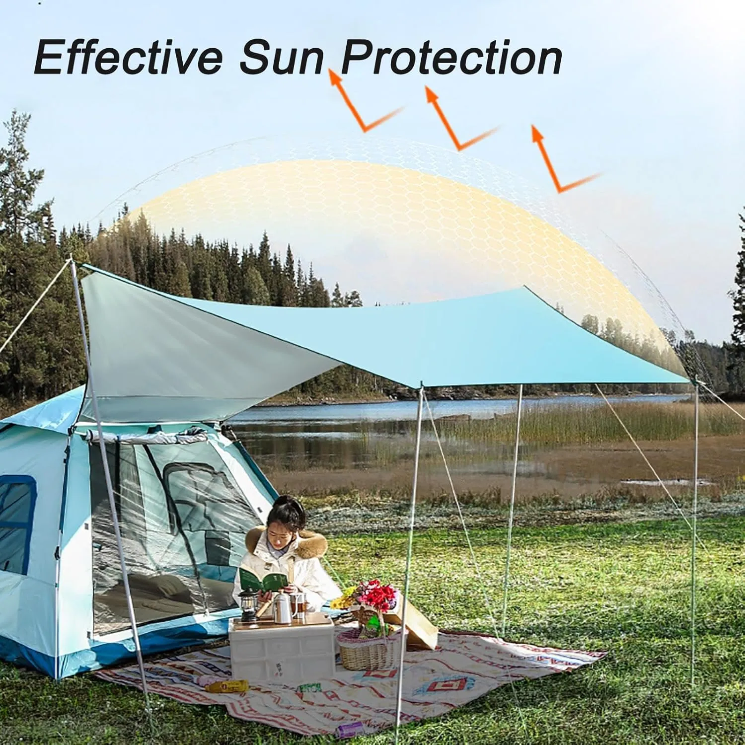 3-5 Person Camping Tent with Foyer, Pop Up Tent Grea, Waterproof Windproof, Play Tent for Outdoor Picnic Hiking Glamping