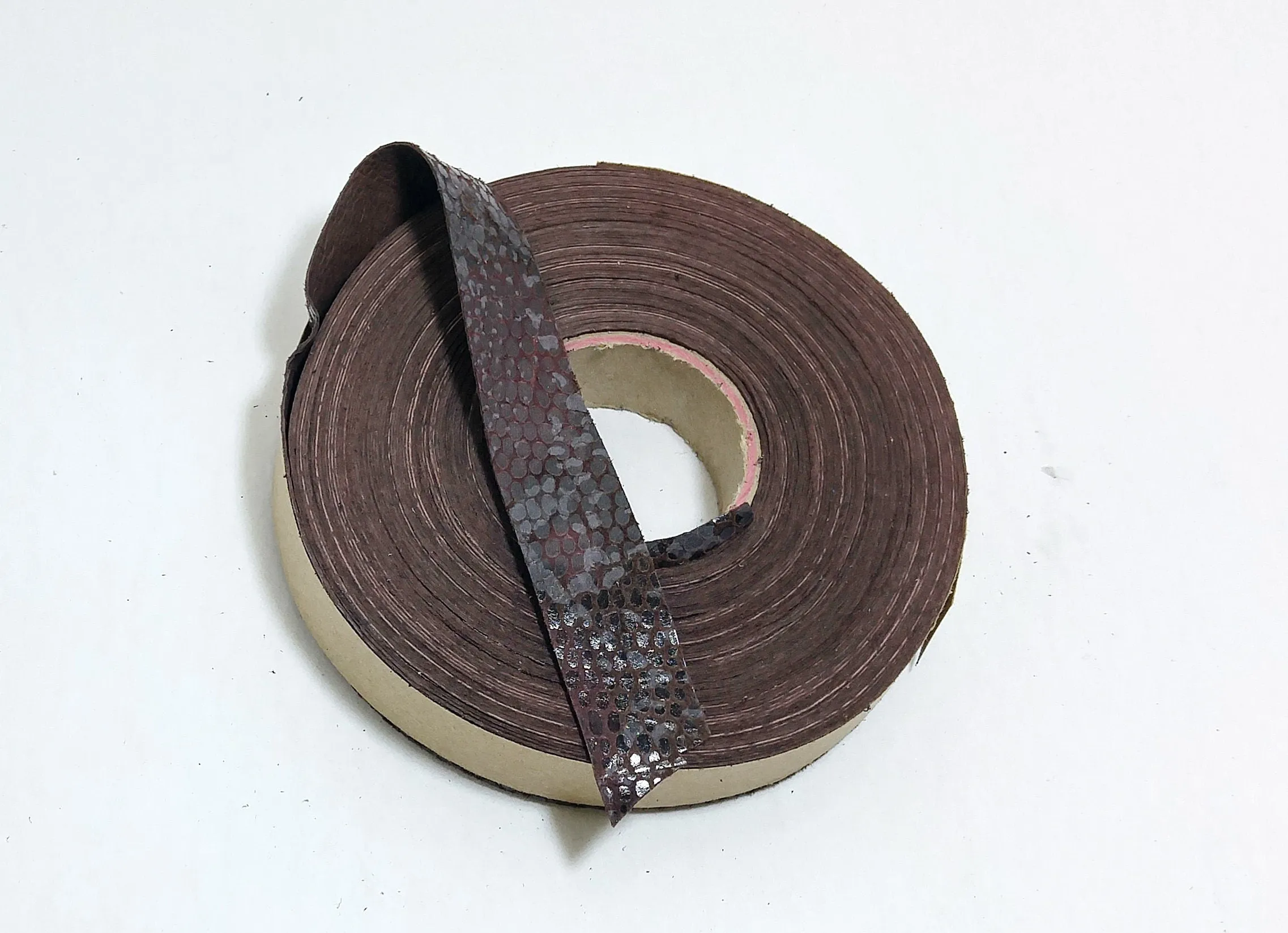 3/4" Flat, Pig Stripping, in Burgundy Snake Print on Pig (3 yards) 0750NP5 Gray #1 trim tape; edge binding; leather tape