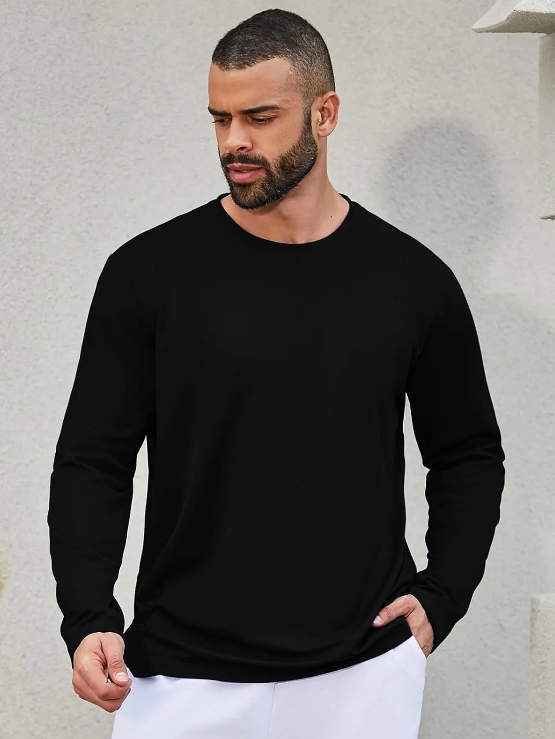 3/5 Pack Men's Long Sleeve Shirts Quick Dry Moisture Wicking Crewneck T-Shirt for Gym Workout Running