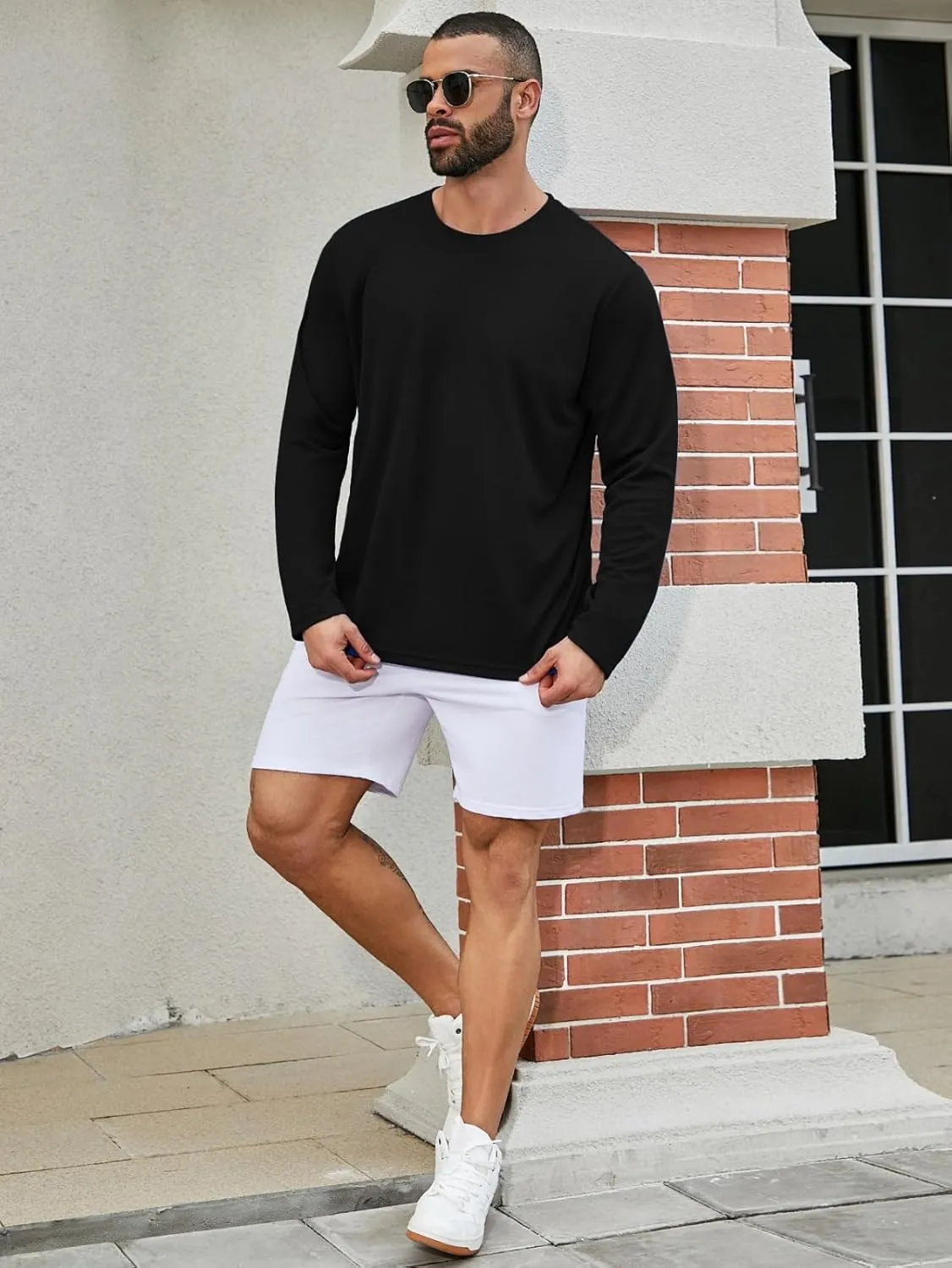 3/5 Pack Men's Long Sleeve Shirts Quick Dry Moisture Wicking Crewneck T-Shirt for Gym Workout Running