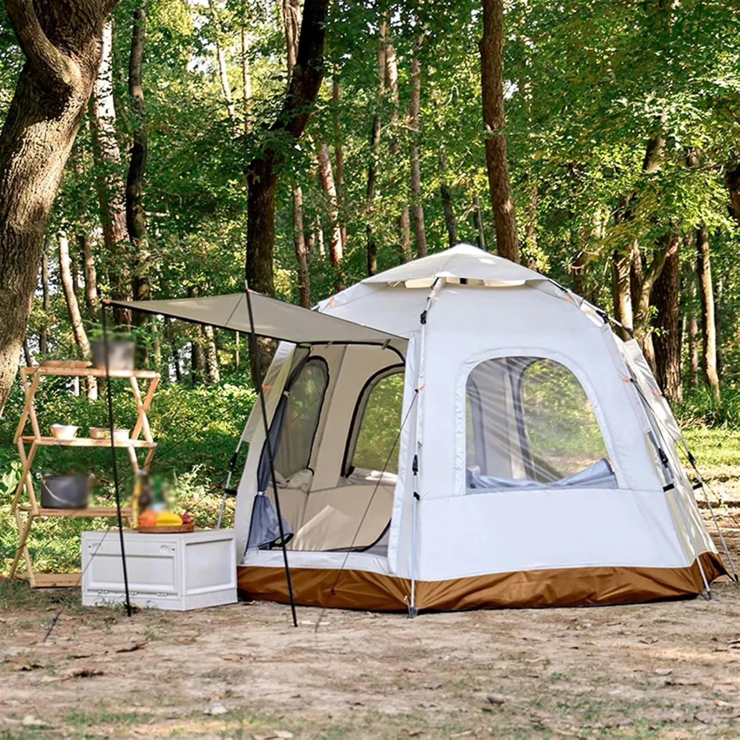 4-6 Person Tent Outdoor Camping Picnic Automatic Quick Open Tent Waterproof Sunshine-Proof Tent Family Pop Up Tent Garden Tent (S 3 to 4 Person One Size)