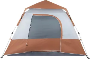 4 Person Pop Up Tents for Camping, Family Tent Camping Tent,Camping Tents Quick Setup Automatic Hydraulic Family Travel Tent w/Windows, Doors Carry Bag Included,Brown