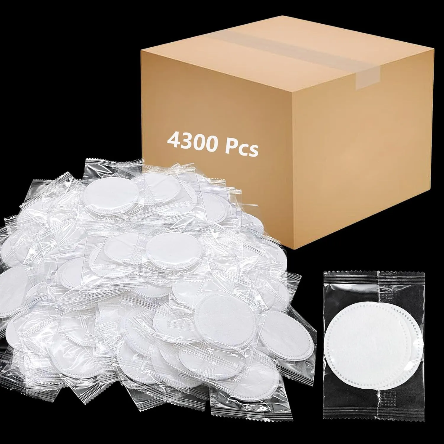 (4300 Pcs) Kheoxusa Individually Wrapped Cotton,Individually Wrapped Cotton Pads,Individually Wrapped Cotton Rounds,Cotton Pads for Face Individual Wrap,Hotel Personal Care Kit Individual Packed-Round