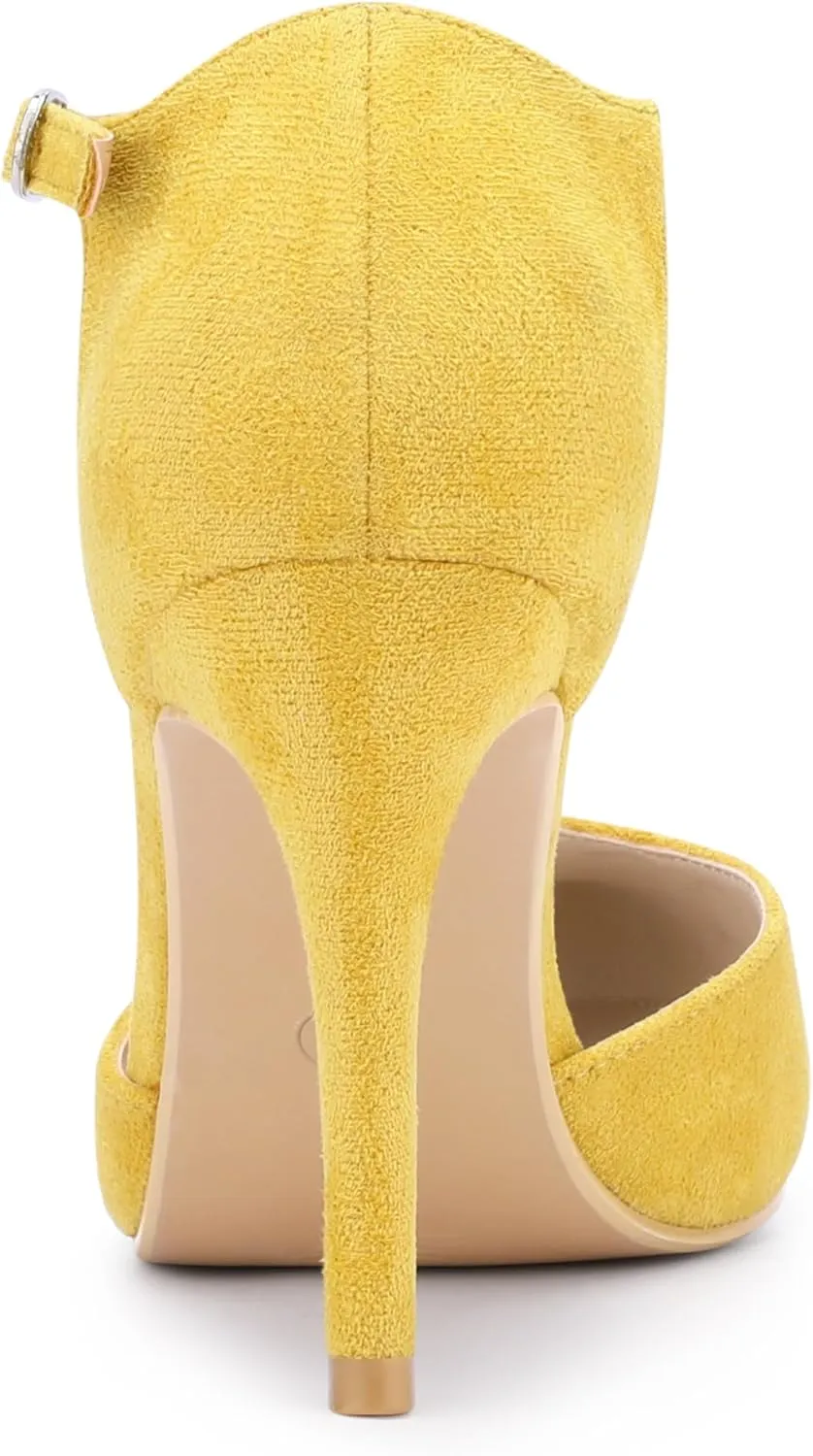 Allegra K Women's Rounded Toe Stiletto Heel T-Strap Dress Pumps