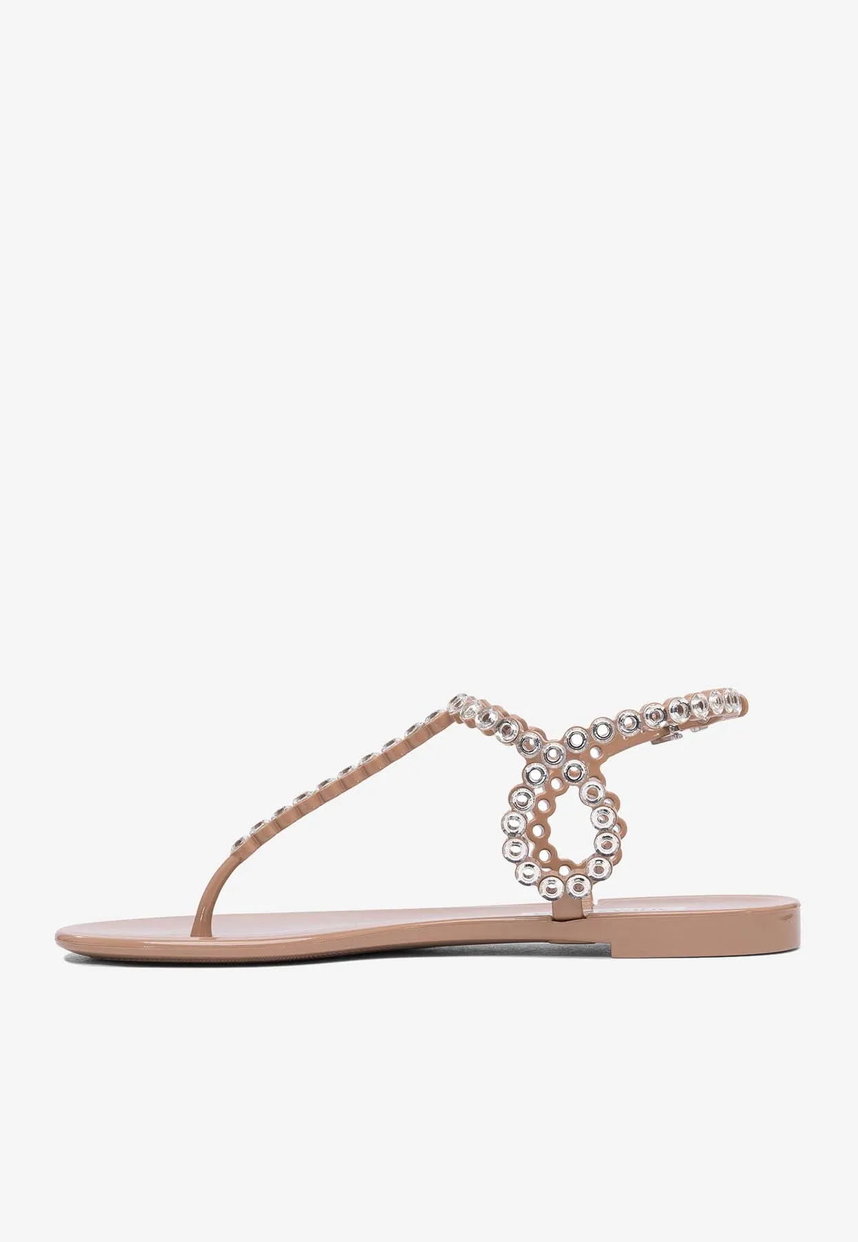 Almost Bare Studded Jelly Flat Sandals