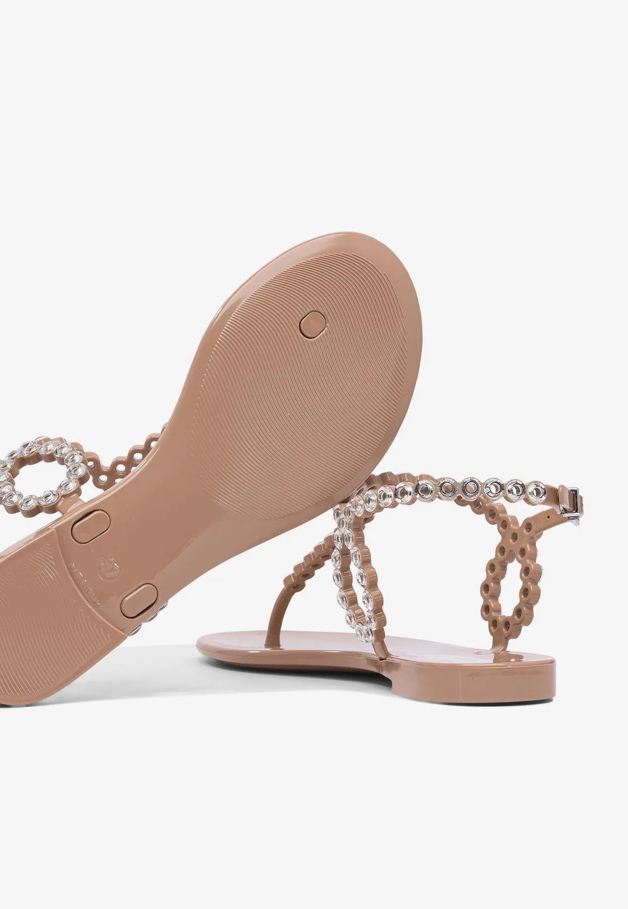 Almost Bare Studded Jelly Flat Sandals