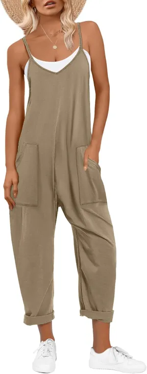 ANRABESS Jumpsuits for Women Casual Summer Overalls Sleeveless Spaghetti Strap Romper Jumpers Trendy Beach Vacation Outfits