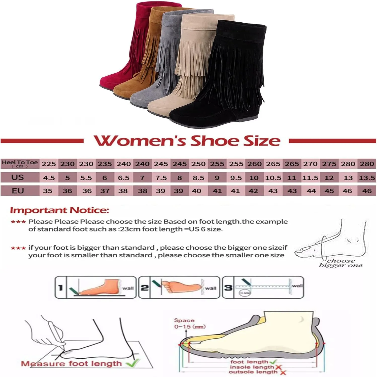 AUNTHUI Women'S Suede Double Tassel Toe Mid-Calf Flat Booties,Winter Warm Fashion Round Toe Faux Suede Slip On Height Increasing Shoes