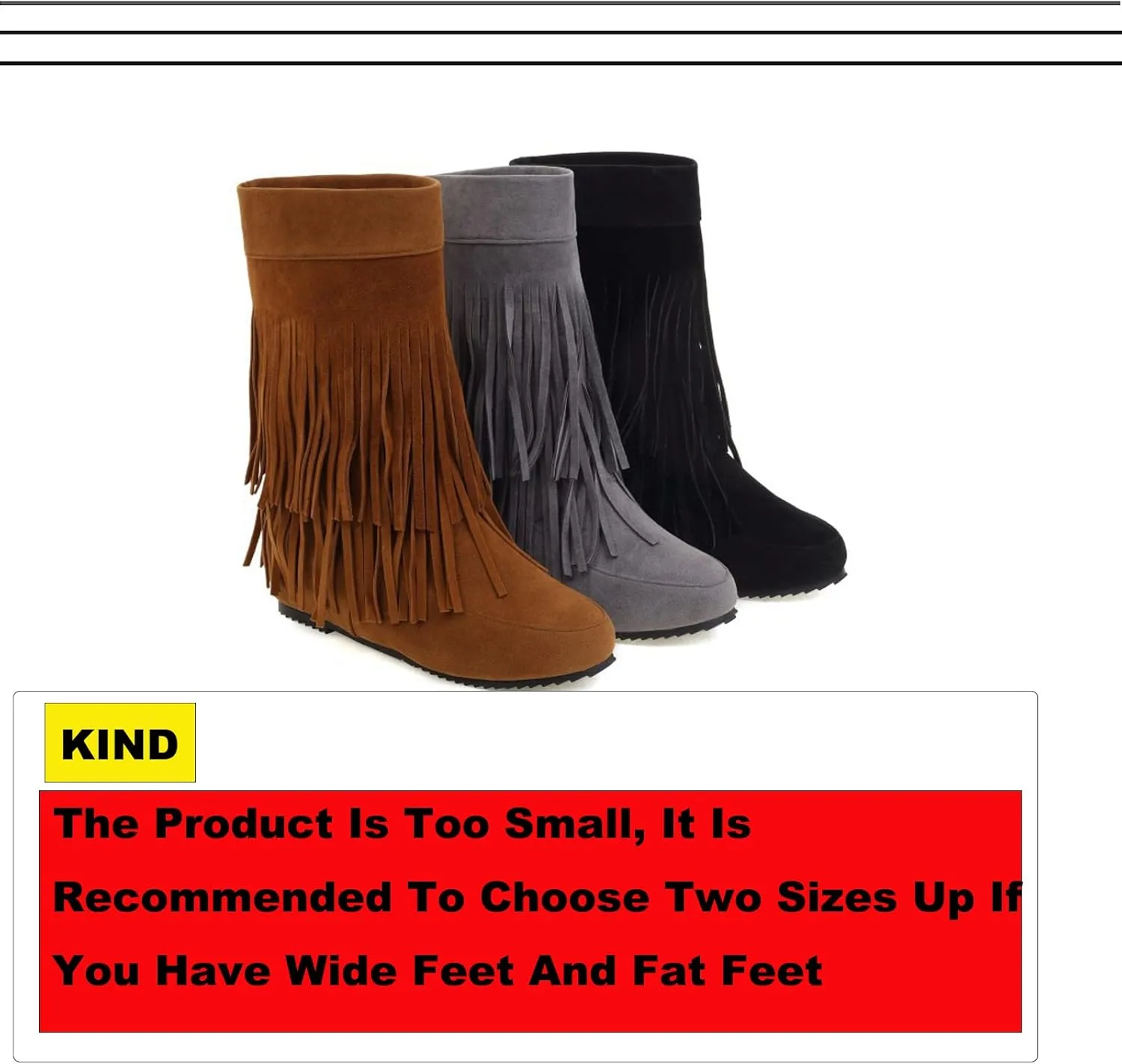 AUNTHUI Women'S Suede Double Tassel Toe Mid-Calf Flat Booties,Winter Warm Fashion Round Toe Faux Suede Slip On Height Increasing Shoes