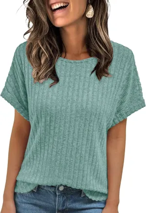 AUTOMET Women Shirts Summer Sweaters Regular Fit Short Sleeve Tunic Tops 2025 Dressy Casual Business Blouses