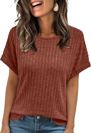 AUTOMET Women Shirts Summer Sweaters Regular Fit Short Sleeve Tunic Tops 2025 Dressy Casual Business Blouses