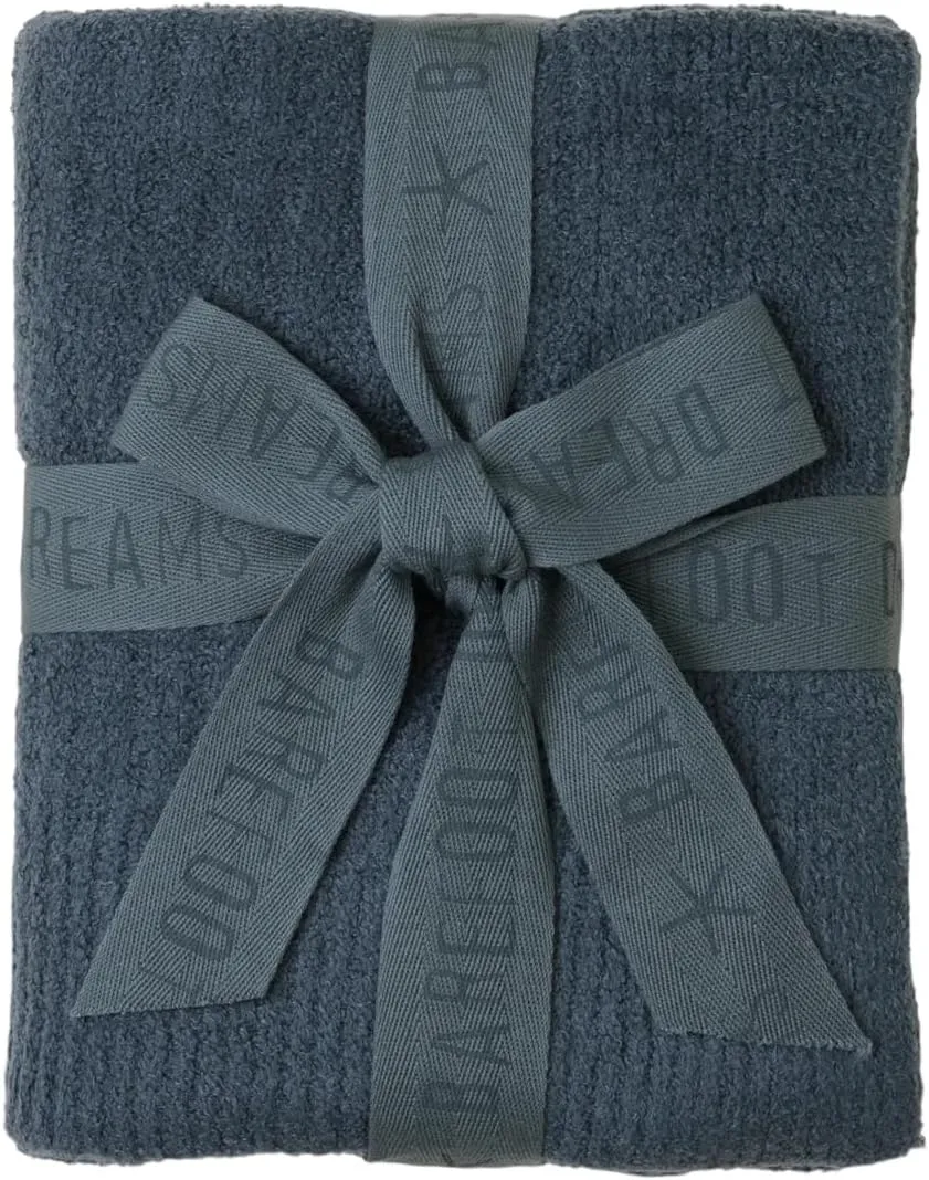 Barefoot Dreams CozyChic Lite Ribbed Baby Blanket, Smokey Blue 30"x40"