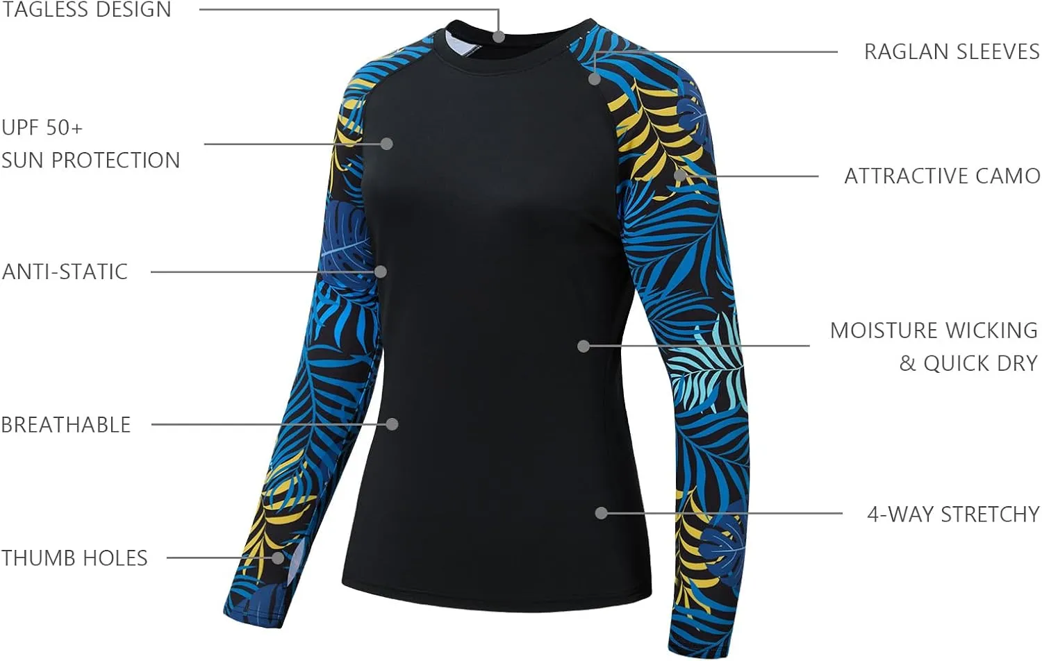 BASSDASH Women’s UPF 50  UV Sun Protection T-Shirt Long Sleeve Fishing Hiking Performance Shirts