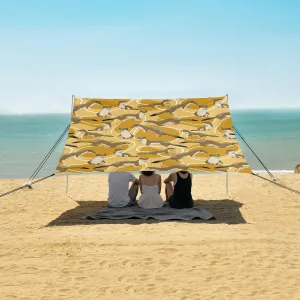 Beach Shade Tent with UPF50  UV Protection,Brown Ferret Seamless Pattern Lightweight Camping Sun Shelter for Outdoor,Camping Trips, Fishing, Backyard,Picnics,Easy Set Up and Carry 9x10.5 FT