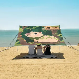 Beach Shade Tent with UPF50  UV Protection,Capybara in The Forest Lightweight Camping Sun Shelter for Outdoor,Camping Trips, Fishing, Backyard,Picnics,Easy Set Up and Carry 9x10.5 FT