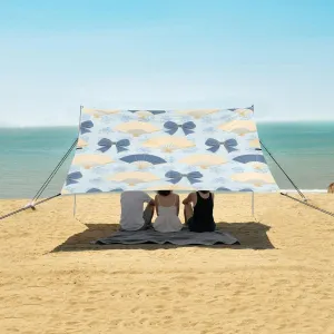 Beach Shade Tent with UPF50  UV Protection,Chinese Style Bows and Fan Lightweight Camping Sun Shelter for Outdoor,Camping Trips, Fishing, Backyard,Picnics,Easy Set Up and Carry 9x10.5 FT