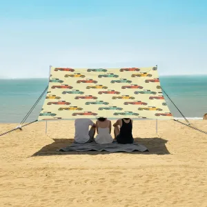 Beach Shade Tent with UPF50  UV Protection,Colorful Retro Cars Pattern Lightweight Camping Sun Shelter for Outdoor,Camping Trips, Fishing, Backyard,Picnics,Easy Set Up and Carry 9x10.5 FT