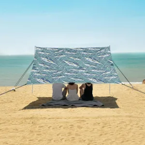 Beach Shade Tent with UPF50  UV Protection,Fishnet Tuna Pattern Underwater Lightweight Camping Sun Shelter for Outdoor,Camping Trips, Fishing, Backyard,Picnics,Easy Set Up and Carry 9x10.5 FT