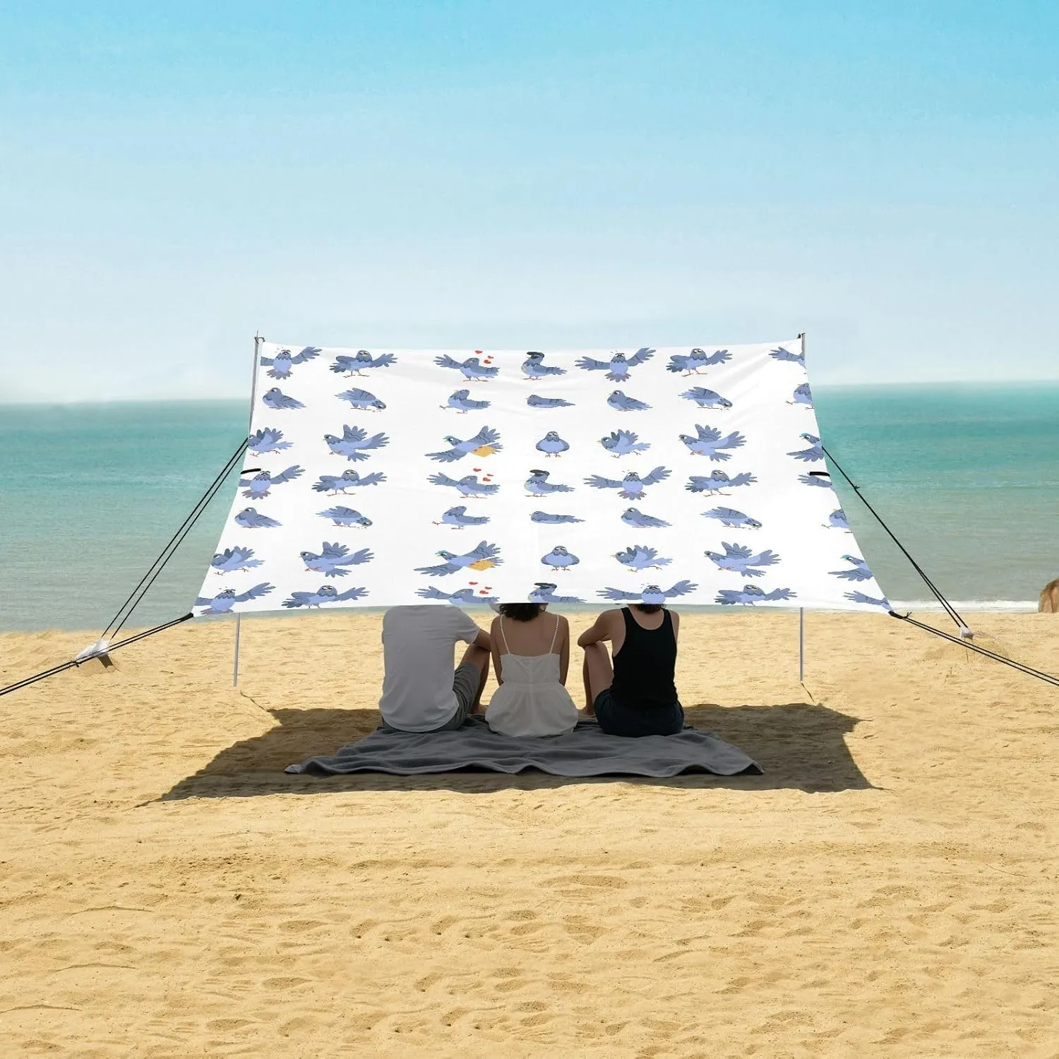 Beach Shade Tent with UPF50  UV Protection,Funny Pigeon Set Lightweight Camping Sun Shelter for Outdoor,Camping Trips, Fishing, Backyard,Picnics,Easy Set Up and Carry 9x10.5 FT