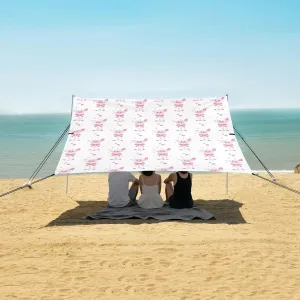 Beach Shade Tent with UPF50  UV Protection,Pink Glass Cocktail with Bow Lightweight Camping Sun Shelter for Outdoor,Camping Trips, Fishing, Backyard,Picnics,Easy Set Up and Carry 9x10.5 FT