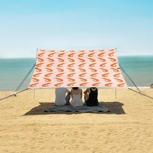 Beach Shade Tent with UPF50  UV Protection,Seamless Pattern with Shrimp Lightweight Camping Sun Shelter for Outdoor,Camping Trips, Fishing, Backyard,Picnics,Easy Set Up and Carry 9x10.5 FT