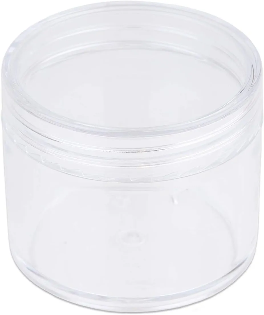 Beauticom® 2 oz./ 60 Grams/ 60 ML (Quantity: 36 Packs) Thick Wall Round Clear Plastic Jars Container with CLEAR Flat Top Lids for Cosmetic, Lip Balm, Lip Gloss, Creams, Lotions, Liquid