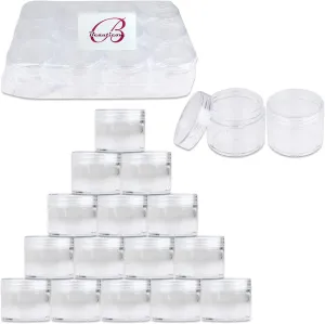 Beauticom® 2 oz./ 60 Grams/ 60 ML (Quantity: 36 Packs) Thick Wall Round Clear Plastic Jars Container with CLEAR Flat Top Lids for Cosmetic, Lip Balm, Lip Gloss, Creams, Lotions, Liquid