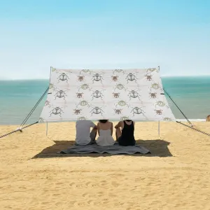 Beetle Pattern Gray Beach Camping Tent Sun Shelter for Whole Family, Beach Shade Canopy with UPF50  UV Protection,Easy Set Up and Carry,Outdoor Shade for Trips, Fishing, Backyard Fun Picnics