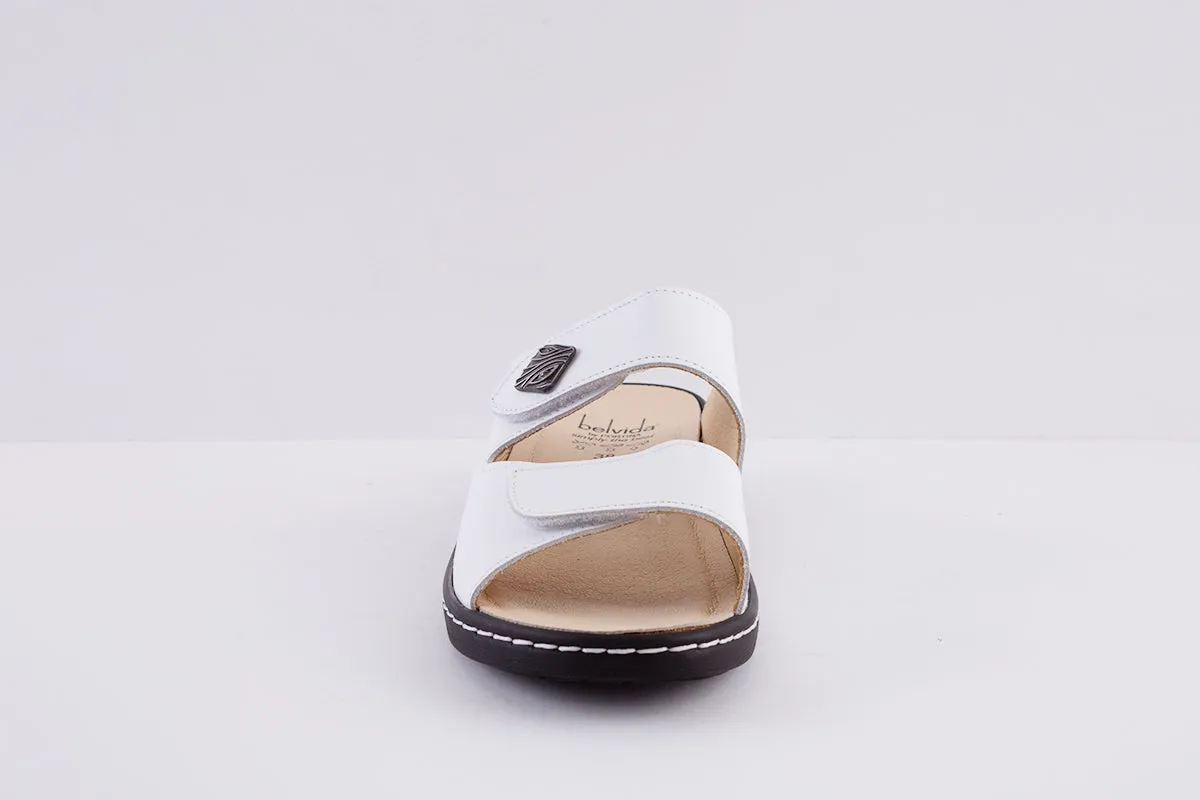 BELVIDA 10.219 DOUBLE VELCRO COMFORT MULE - WHITE