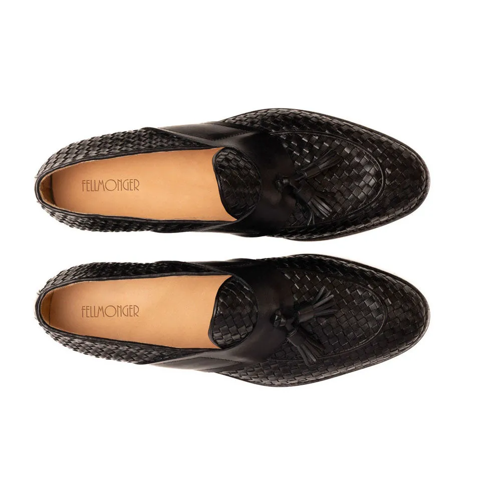 Black Woven Tassel Loafer   Full Saddle