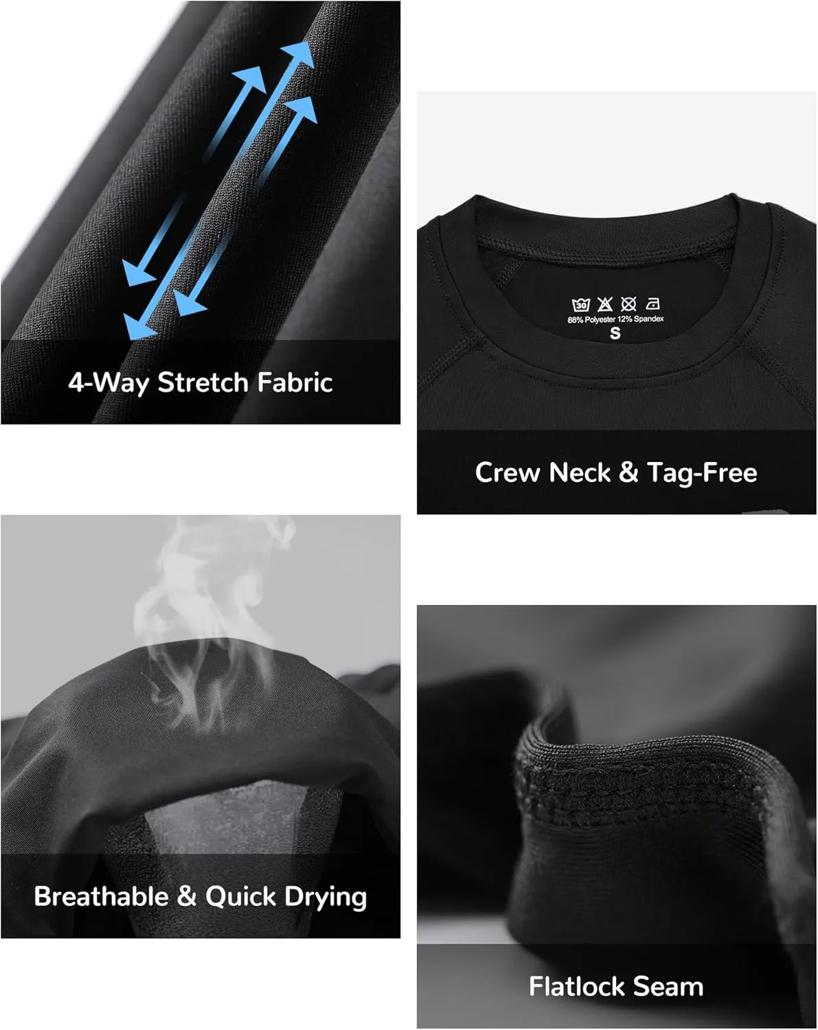 Blueleaf Boys Compression Shirt Short Sleeve Youth Basketball Football Undershirt Kids Quick Dry Athletic Base Layer T-Shirt