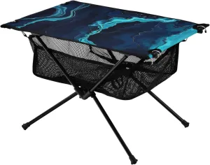 Bolaz Outdoor Folding Portable Picnic Camping Table-Navy Blue Marble2,Storage Mesh for Camping Gear Accessories, Hiking, Mountaineering, Outdoor Travel