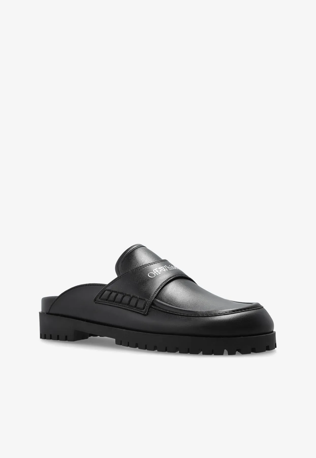 Bookish Logo Leather Flat Mules