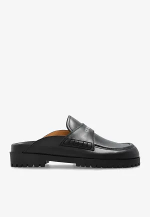 Bookish Logo Leather Flat Mules