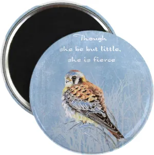 CafePress Little But Fierce Quote Kestrel Watercolor Falcon 2.25" Round Magnet (10 pack)
