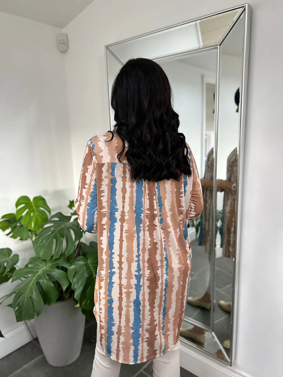 Camel Watercolour Stripe Tunic Gloria