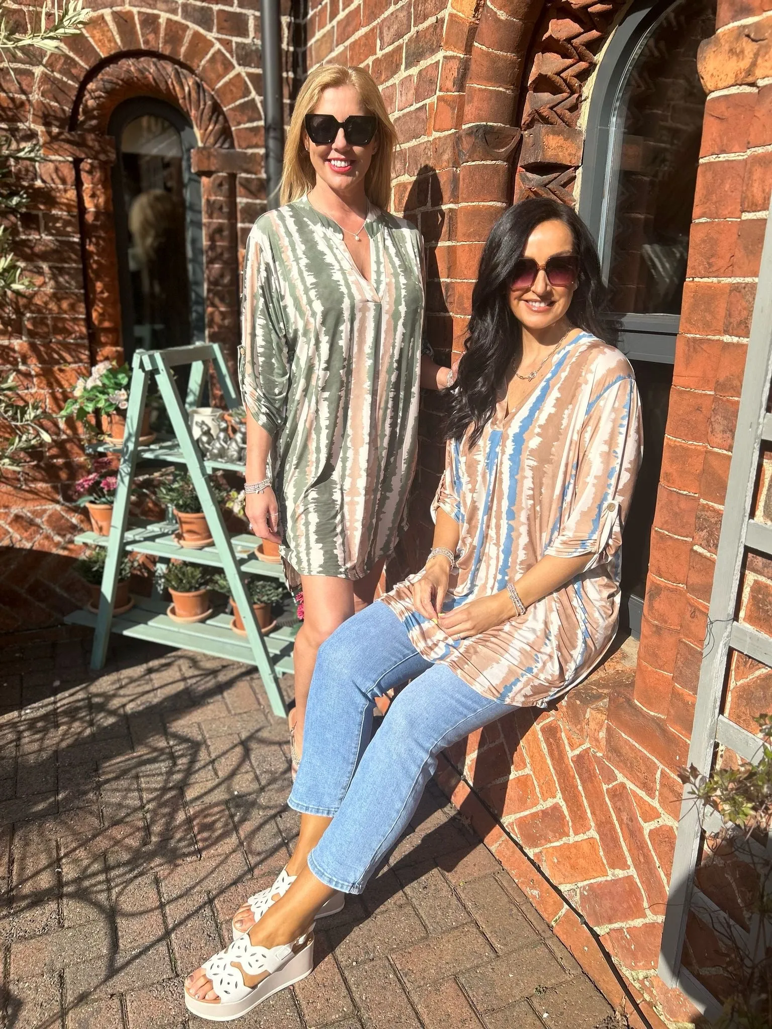 Camel Watercolour Stripe Tunic Gloria