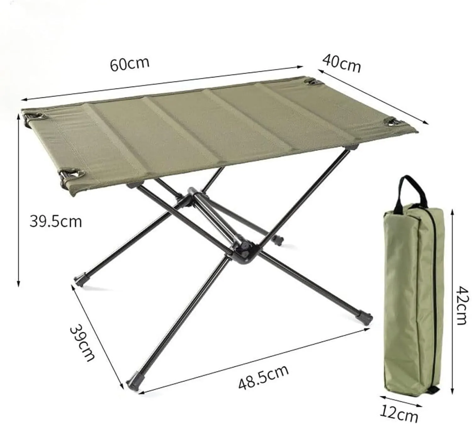 Camping Table Folding Table Outdoor Table Lightweight Folding Table Aluminum Parallel Car Self-Driving Tour Multifunctional Table Folding Camping Table, 60*40*39.5cm, Grün