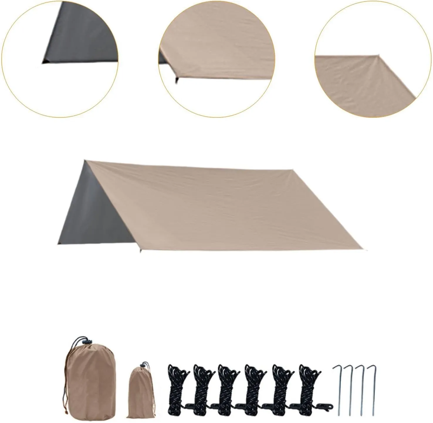 Camping Tarp Tent Tarp Waterproof Rainproof Rain Shelter Camping Canopy for Garden, BBQ, Travel, Hiking, Outdoor Activities