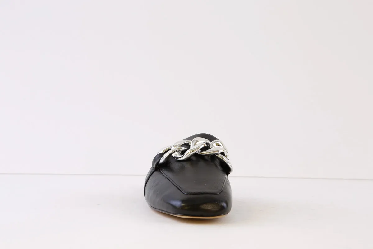 CAPRICE - 27104-040 FLAT MULE WITH CHAIN DETAIL - BLACK