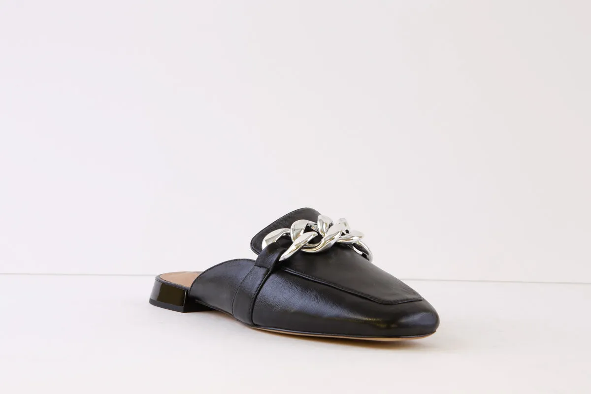 CAPRICE - 27104-040 FLAT MULE WITH CHAIN DETAIL - BLACK