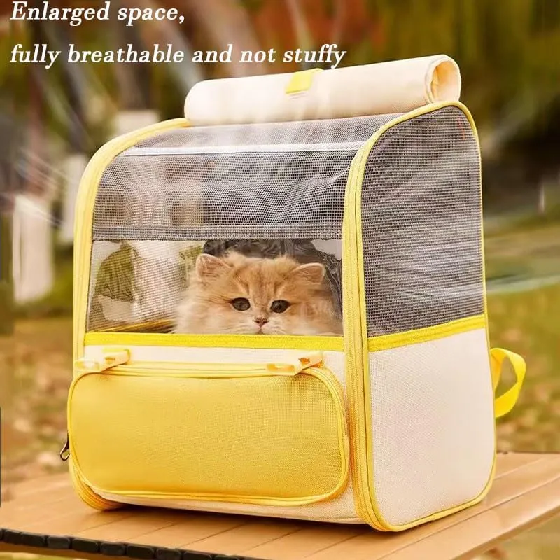 Car Cat Carrier for Honda Accord Crosstour 2009-2012, Pet Carrier Travel Bag for Small Medium Cats with Mesh Ventilation, Breathable Foldable for Airplane, Car, Vet Visits,Yellow