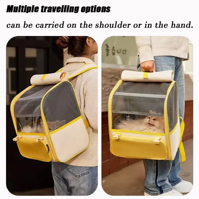 Car Cat Carrier for Honda Accord Crosstour 2009-2012, Pet Carrier Travel Bag for Small Medium Cats with Mesh Ventilation, Breathable Foldable for Airplane, Car, Vet Visits,Yellow