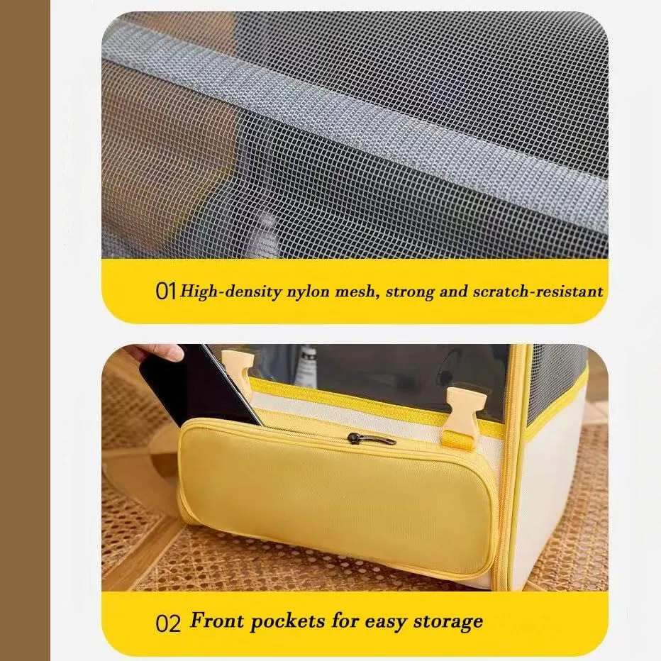 Car Cat Carrier for Honda Accord Crosstour 2009-2012, Pet Carrier Travel Bag for Small Medium Cats with Mesh Ventilation, Breathable Foldable for Airplane, Car, Vet Visits,Yellow